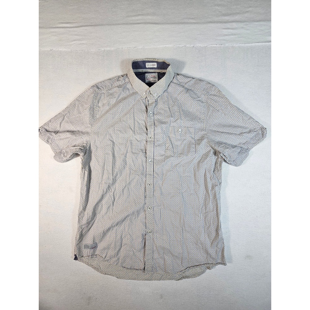 7 Diamonds Vintage Mirrors Mens Short Sleeve Button Down Shirt Blue White